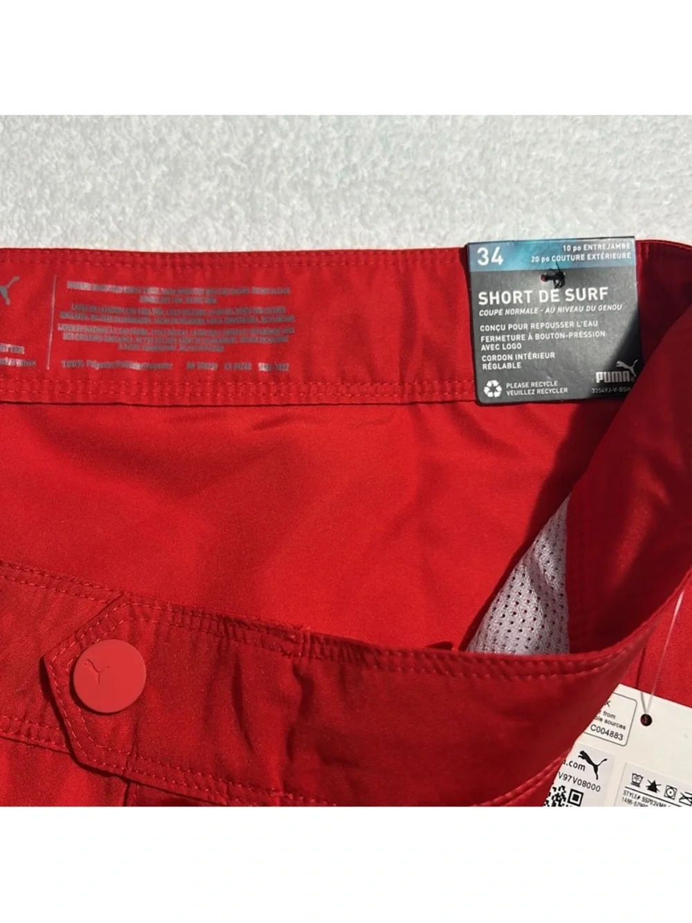 PUMA 34 Board Shorts Essential Core Board Short in High Risk Red 20” NWT